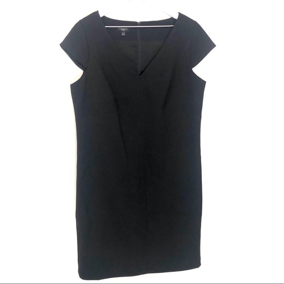 Talbots Black V-neck Cap Sleeve Work/Office Dress - Picture 3 of 7